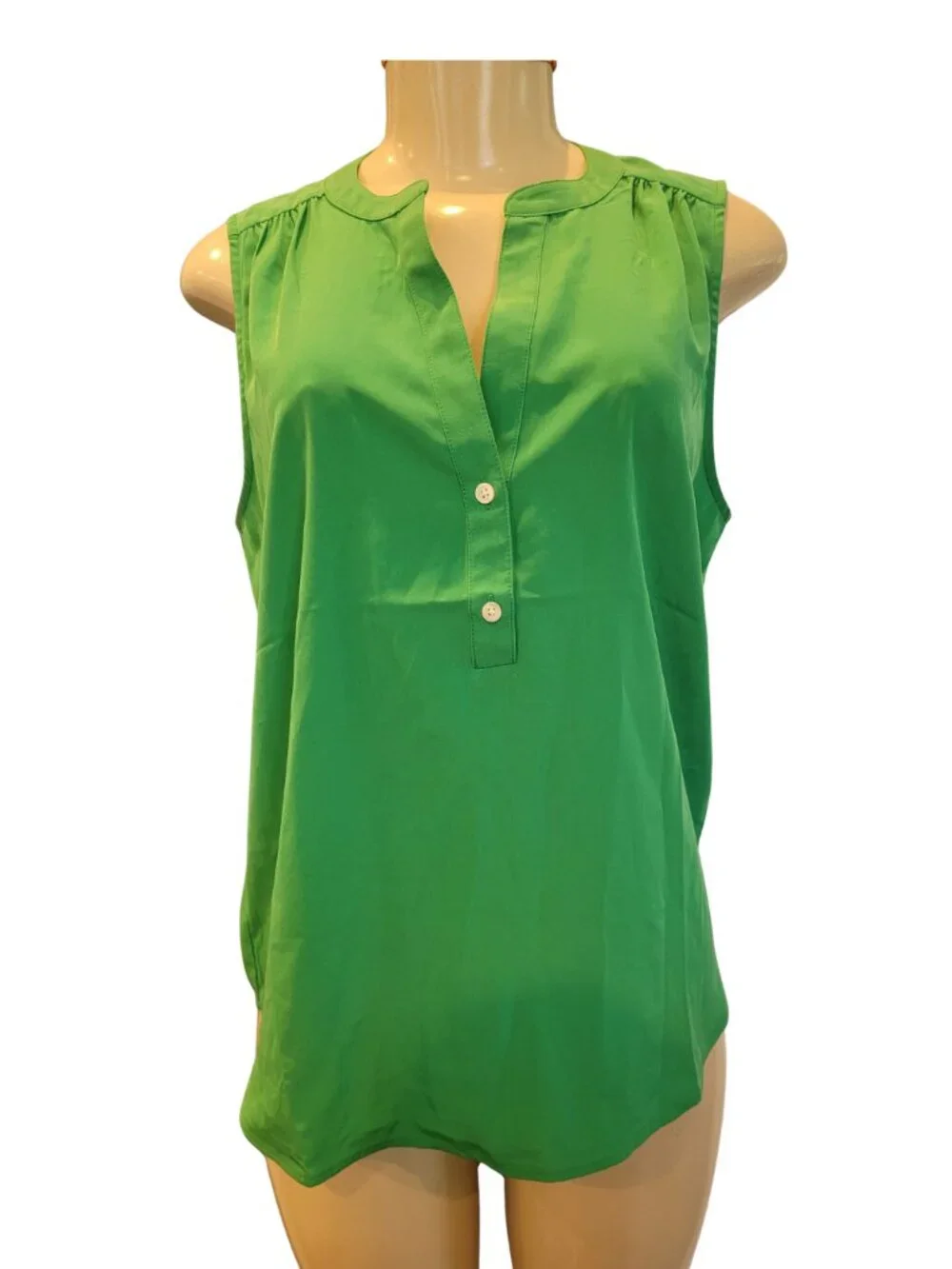J.Crew Emerald Green Sleeveless V Neck Blouse/Top